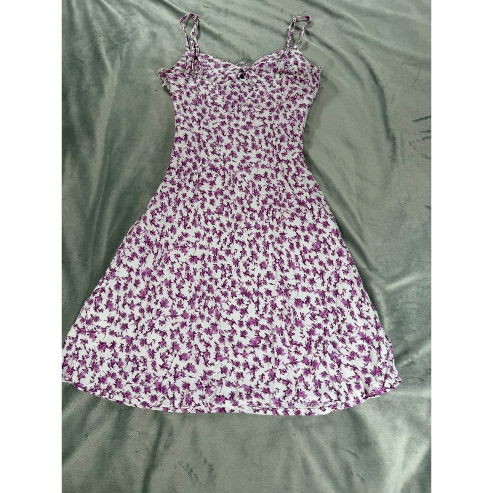 Cotton Candy LA Sleeveless Mini White Purple Floral Cottagecore Coquette Dress S
